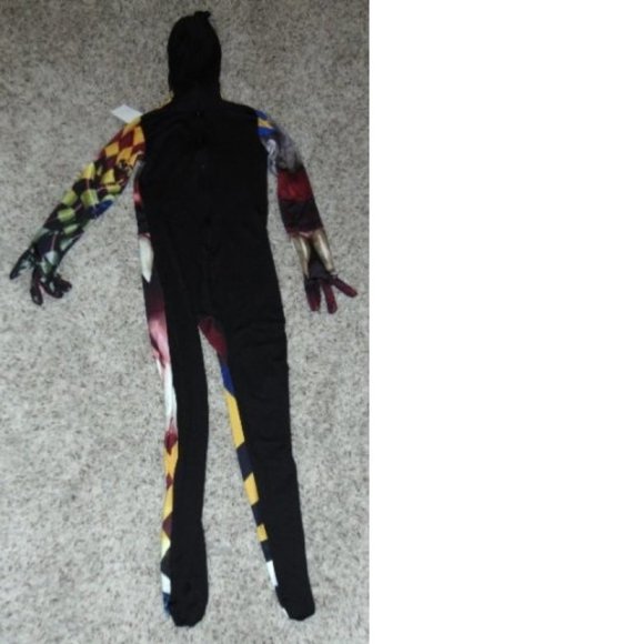 Zombie Clown Halloween Costume 10/12 Morphsuit Jumpsuit 1 Pc Hooded Footed Skin - Picture 6 of 7